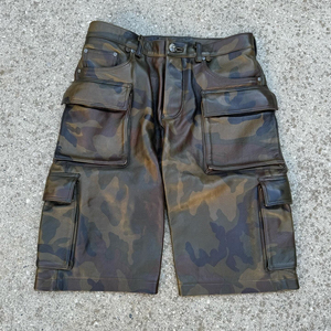 Shorts cargo en cuir véritable noir pour homme, vêtements en cuir écologiques, respirants, séchage rapide, shorts 100% cuir véritable - Product Image 4