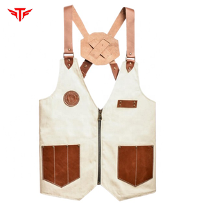 Leather Apron <b>Vest</b> With Pockets And Adjustable Straps For <b>Men</b> Workwear - Product Image 1