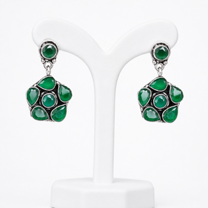 Hot Selling Oxidized <b>Silver</b> Quartz Bohemian Style Multi Stone Dangle <b>Earrings</b> Floral Design | Wholesale Bulk <b>Wedding</b> Fashion - Product Image 5