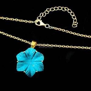 Colgante de flor de turquesa azul AAA, collar de piedra preciosa tallada, elegante colgante de turquesa para mujer, fabricación de joyas al por mayor - Product Image 4