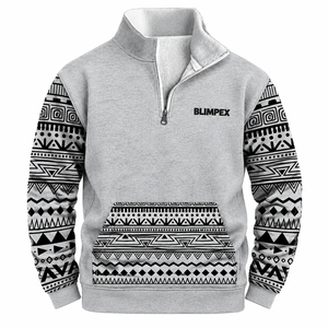 Sudadera Personalizada Unisex con Cierre de Cremallera, Estampado Geométrico, Cuello Alto, Forro Polar, con Logotipo Bordado, Marca Privada OEM - Product Image 1