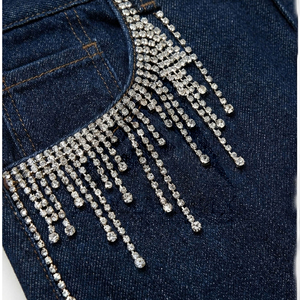 กางเกงยีนส์ขาสั้นผู้ชายประดับคริสตัล ผ้าฝ้ายพรีเมียม ดีไซน์คริสตัล สตรีทแวร์ รับผลิตแบบ OEM ODM นำเข้า - Product Image 6