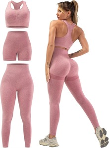 Ensemble 2 pièces OEM pour femme, rayé, respirant, taille haute, effet push-up, pour le sport, le fitness et le yoga - Product Image 2