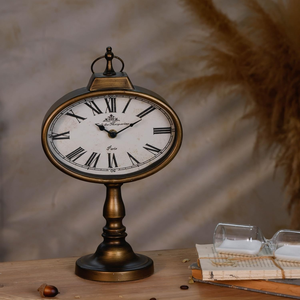<b>Large</b> Antique Mantel <b>Clock</b> | Vintage Brass Fireplace Shelf Timepiece | Classic Decorative <b>Clock</b> for Elegant Home & Office Decor - Product Image 2