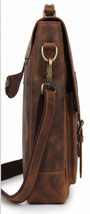 Gravs Vintage Genuine <b>Leather</b> Messenger <b>Bag</b> Large Capacity Portable Business Travel Laptop Satchel - Product Image 4