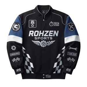 Custom <b>Men's</b> Motorsport Varsity <b>Jacket</b> Racing <b>Bomber</b> <b>Jacket</b> Snap Button Embroidered Patch Team Streetwear Windproof OEM ODM - Product Image 1