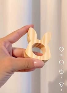 Wooden Bunny Shape Napkin Ring Hollow Design Cute <b>Table</b> Decoration 4.5 Cm Width Eco-Friendly Party Use - Product Image 1