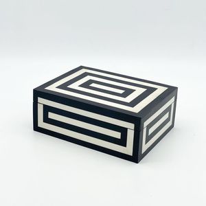 Square Checkerboard MDF/Resin Jewelry Box Minimalist Design <b>Stackable</b> Double Tier Eco-Friendly Multifunctional Bedroom Living - Product Image 5