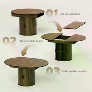Mesa de Comedor Sólida Ovalada, Muebles de Comedor con Patrón Rectangular Hechos de Piedra Sinterizada, Material de Mármol - Product Image 2
