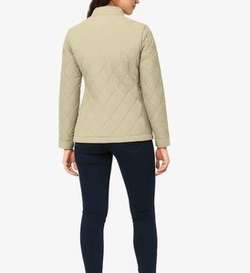 Veste matelassée pour femmes, couleur unie, col mandarin, boutons sur le devant, manteau rembourré, veste matelassée beige pour femmes, pour un usage décontracté - Product Image 6