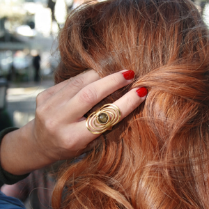 Labradorite Swirl chunky Statement <b>Ring</b> Handmade Gold Plated <b>Adjustable</b> <b>Ring</b> Abstract Boho Gemstone Jewelry Gift For GirlfriendR - Product Image 3