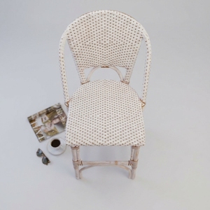 Tabouret de bistrot en rotin tressé artisanal avec dossier, pour café, restaurant, cuisine, extérieur et intérieur, siège décoratif - Product Image 4