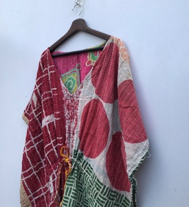 Venta al por mayor de caftanes árabes surtidos, estampados en bloque, ecológicos, transpirables, holgados, estilo Kantha, para playa, hasta la rodilla, de algodón natural. - Product Image 6