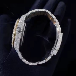 Montre unisexe de luxe en moissanite, entièrement sertie de diamants, design hip-hop, bracelet en acier inoxydable, mouvement à quartz ETA, carrée - Product Image 2