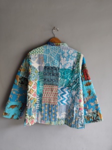 Quilted <b>Patchwork</b> <b>Jacket</b> Women's Mandarin Collar Full Sleeve Cotton Spring Style Regular Length Button Closure Patch Design gift - Product Image 6