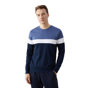 Premium 100% Cotton Crew Neck Sweatsuits Workout Sports <b>Men</b> Jogging Track Suits with panel Quality - Product Image 2