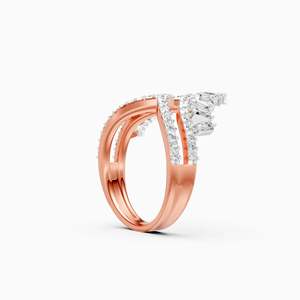 Bague de fiançailles unisexe en diamant blanc jaune certifié IGI, taille brillant, cultivé en laboratoire, couleur E, plaqué or rose classique - Product Image 1