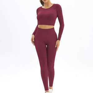 Customization High Quality Yoga Leggings Plus Size Women's Sets Casual Gym Fitness Sets Fashion Sport Pure Color Women's Sets - Product Image 1