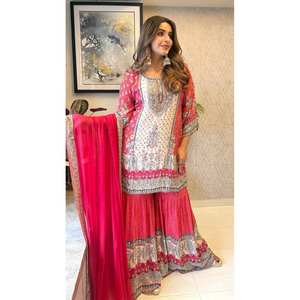 Conjunto de traje de diseñador para fiesta con trabajo de espejo talla XL - Product Image 4