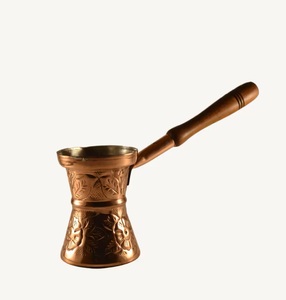Cafetera Turca Antigua de Cobre Martillado, Cezve, Ibrik con Asa de Latón Tallada, Cafetera Árabe Griega Hecha a Mano - Product Image 2