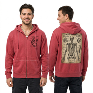 Sweat-shirt à capuche personnalisé orange brûlé pour homme, motif squelette Realms Ancestral, coupe oversize, effet vintage, streetwear, pull-over - Product Image 3