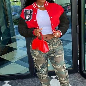 Premium Quality Women's Varsity Baseball <b>Jacket</b> Sheep Skin Crop Slim Fit Custom Logo Embroidery <b>Sequins</b> Cotton Blend Wool - Product Image 1