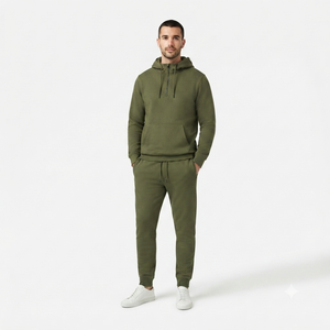 Conjunto Deportivo Casual para Hombre, Sudadera con Cierre de Cremallera y Pantalones Jogger, Color Verde Oliva, para Otoño - Product Image 2