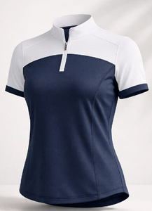 Chemise de polo équestre pour femmes, col zippé, haut de compétition d'équitation, coupe ajustée, vêtements d'équitation - Product Image 3
