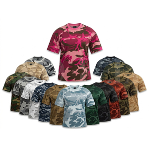 T-shirt en coton à manches courtes à motif camouflage personnalisé, très vendu, avec logo personnalisé, décontracté, respirant, col rond, pour l'été - Product Image 1