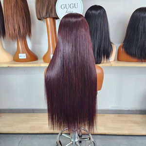 Perruque Lace Front HD Transparente de Haute Qualité 5x5/13X4/13X6 Cheveux Humains Vierges Vietnamiens Sans Colle Couleur Bordeaux Foncé Lisse Longue - Product Image 4