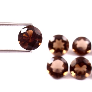 Lote al por mayor de piedras preciosas sueltas de cuarzo ahumado natural marrón de 6x6 mm, talla redonda facetada, calibradas, calidad AAA++ para fabricación de joyería. - Product Image 2