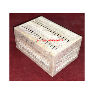 Latest Production Handmade Soapstone Carving Jewelry <b>Box</b> Rectangle Shape With <b>Floral</b> Design Chain Packing And Gifting Purpose - Product Image 5