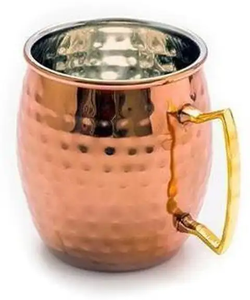Taza Moscow Mule FAIZA CRAFT Ecológica de 500 ml, Diseño Clásico Martillado en Cobre, Superficie Pulida, Juego de Regalo para Restaurantes - Product Image 1