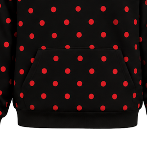 Black <b>Red</b> Polka Dot Women Pullover <b>Hoodie</b> Casual Fleece Sweatshirt Long Sleeve Drawstring Hood Kangaroo Pocket Streetwear - Product Image 5