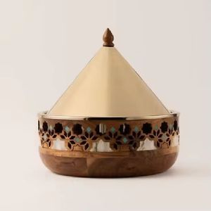 Luxury Metal Serving Bowl with Lid Arabic Design Dry Fruit Candy Storage Container Decorative Serving Dish <b>Table</b> Decor - Product Image 3