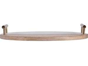 Plateau de bar moderne et créatif en métal avec poignées dorées en bois, design marbre blanc et brun, forme multifonctionnelle pour mariages et Ramadan - Product Image 6