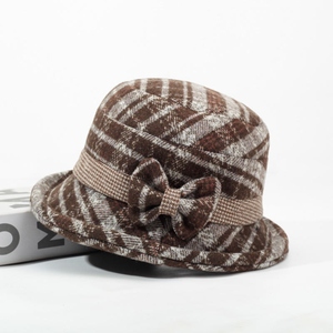 Sombrero de Pescador para Mujer, Personalizado al por Mayor, de Sherpa, Terciopelo, Tweed, a Cuadros, Gorra Panamá, Gorro de Invierno de Moda, Vintage, de Alta Calidad, con Diseño de Pata de Gallo - Product Image 5