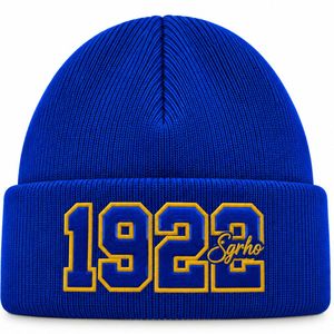 หมวกบีนนี่สีน้ำเงินรอยัลสำหรับผู้หญิง Sigma Gamma Rho ปักลายแบบกำหนดเอง ดีไซน์ปี 1922 หมวกไหมพรมอุ่นสำหรับฤดูหนาว หมวกแฟชั่นสำหรับชมรมนักศึกษากรีก - Product Image 1