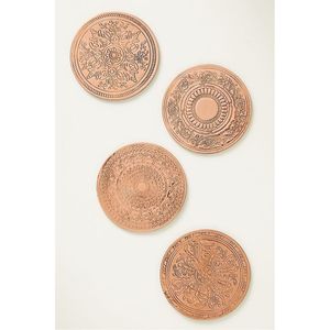 Vintage Style Metal Coasters <b>Round</b> Embossed <b>Table</b> Drink Mats <b>for</b> Coffee <b>Table</b> Premium Hospitality <b>Dining</b> Tableware <b>Set</b> Coaster - Product Image 1