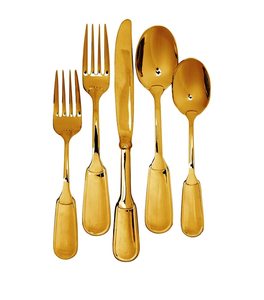 Juego de Cubiertos de Acero Inoxidable Dorado de Lujo, Tenedor, Cuchillo, Cuchara, Cucharilla, Cubertería Moderna para Bodas y Cenas - Product Image 1