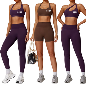 Ensemble de yoga taille haute sans couture pour femme – Tenue de sport, soutien-gorge de sport, short taille haute, leggings, vêtements de sport pour la gym, grandes tailles - Product Image 1