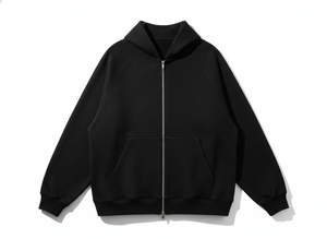 Wholesale Plain Black Zip Hoodie | High-Quality Cotton <b>Blend</b> Fleece | Supplier for E-commerce - Product Image 5