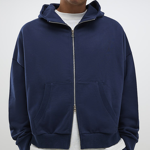 Sweat à capuche zippé gris pour homme, coupe classique, couleur unie, décontracté, pour l'automne, écologique, respirant, tissé, 100% coton, Beazer Sports - Product Image 1