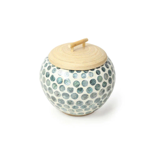 Natural Bamboo <b>Jar</b> with Mother of Pearl Shell Inlay Handmade Decorative Storage Container from Vietnam - Product Image 2