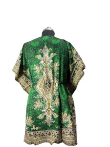 Caftán corto con estampado paisley vintage, estilo kimono holgado, túnica informal para vacaciones, ropa de playa. - Product Image 3