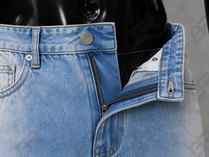 Medium Wash Breathable Lightweight <b>Flare</b> <b>Jeans</b> <b>Men</b> High Waist Loose Fit Vintage Bell Bottom Woven Denim Pants Casual Streetwear - Product Image 5