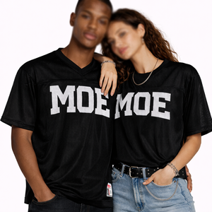 Maillot de football américain en maille noire personnalisé de qualité supérieure, unisexe, streetwear, haut respirant en polyester, t-shirt vintage rétro unisexe - Product Image 1