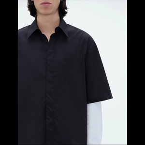 Men's <b>Long</b> <b>Sleeve</b> Contrast Color Blocked <b>T</b>-<b>Shirt</b> O-Neck Knitted Cotton Casual Regular Fit Solid Black <b>White</b> <b>Sleeve</b> - Product Image 4