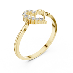 Anillo de oro macizo de 14k para mujer con diamante de corte redondo minimalista en forma de corazón, ideal para regalo, compromiso, aniversario, boda. - Product Image 3