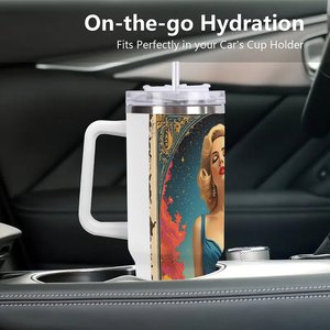 Stainless Steel Tumbler 40oz Insulated Travel Mug With Handle For <b>Coffee</b> Or Tea - Product Image 3